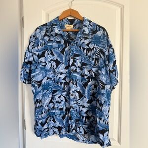 Panama Jack Blue Hawaiian Tropical Beach Button Down Shirt Size XL